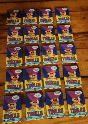 90s Vintage Trolls Playing Card Pack w/ Sticker. Lot of 20 packs 160 cards Total
