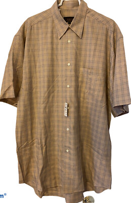 NWT MEN Neiman Marcus CASUAL BUTTON UP Cotton/Wool SHIRT Brown Large