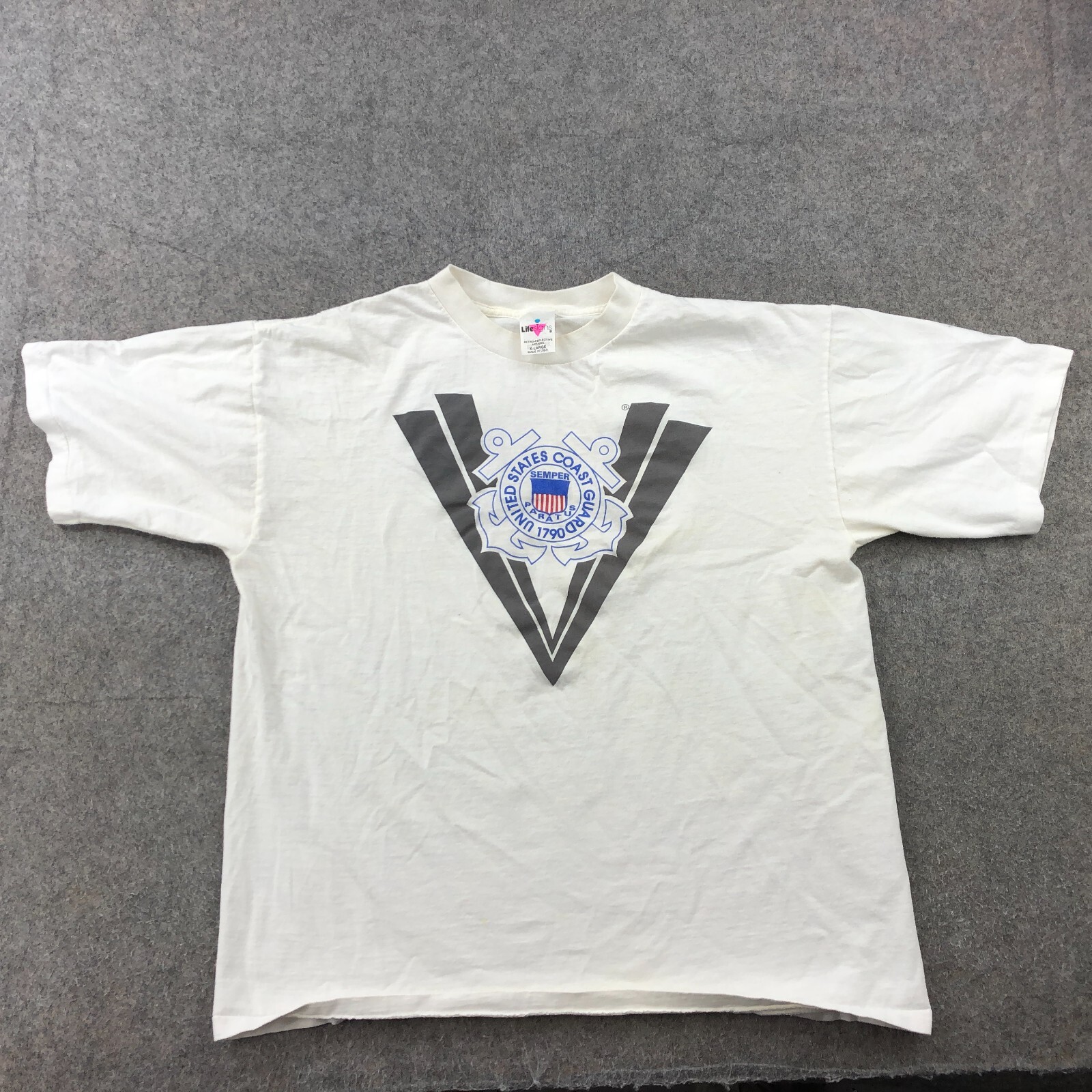 Vintage United States Coast Guard Shirt Mens XL White Semper Paratus USCG