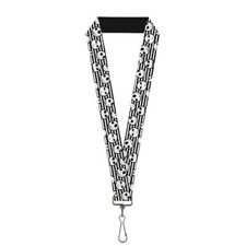 Buckle Down Unisex-Adult's Lanyard-1.0-Jack Expressions/Stripe White/Black Mu...
