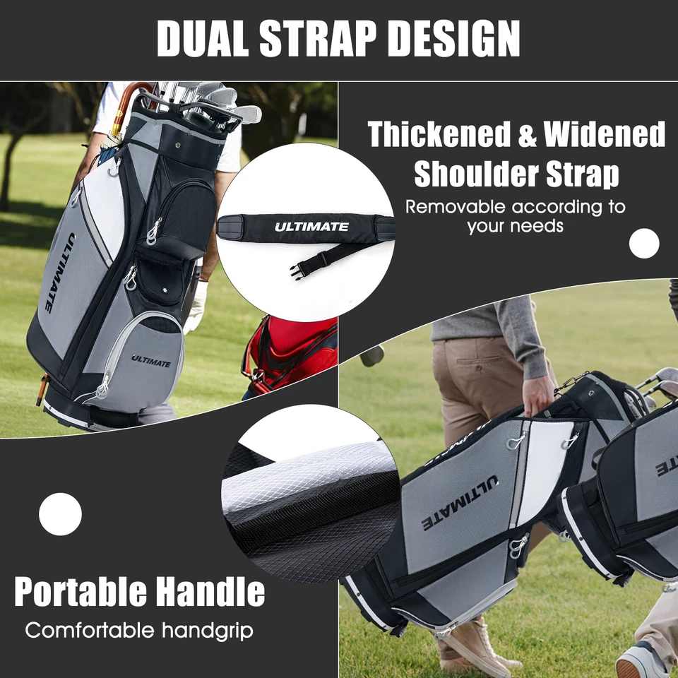 14-Way Golf Cart Stand Bag w/Cooler Bag Waterproof Valuable Pocket Rain Hood - image 3 of 4