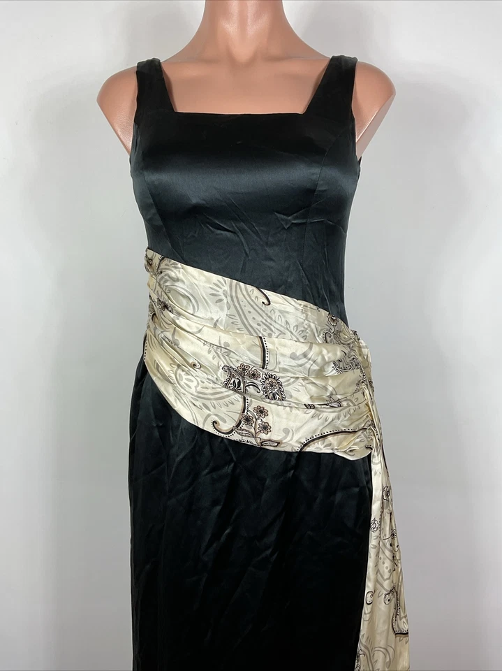 Vintage Mike Benet Prom Formal Dress Black Satin Draped Ruched 90s y2k - Image 3 of 4