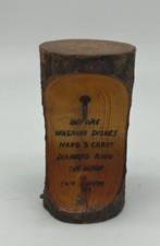 Vtg Tree Trunk Ring Holder Souvenir Cape Breton Folk Art Carved Wood Cabincore