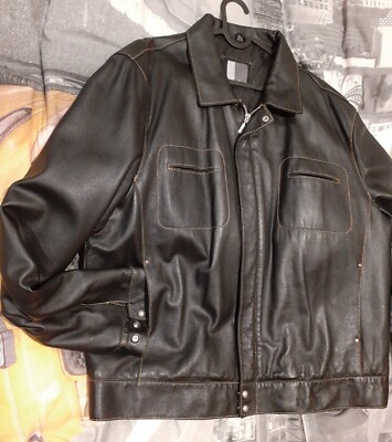 Mens Henry Morell Black Real Genuine Leather Jacket Sz XXXL. Never