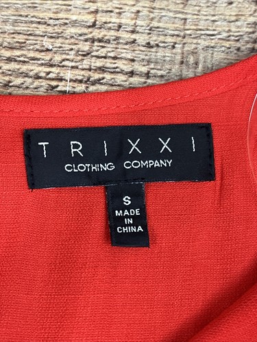 Trixxi Pagliaccetto Donna Taglia S Rosso Corto Manica a Campana Scollo a V Smerlato Nuovo con etichette - Foto 9 di 19