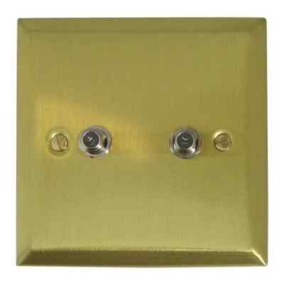G&H SSB237 Spectrum Plate Satin Brushed Brass 2 Gang Sat Socket Point