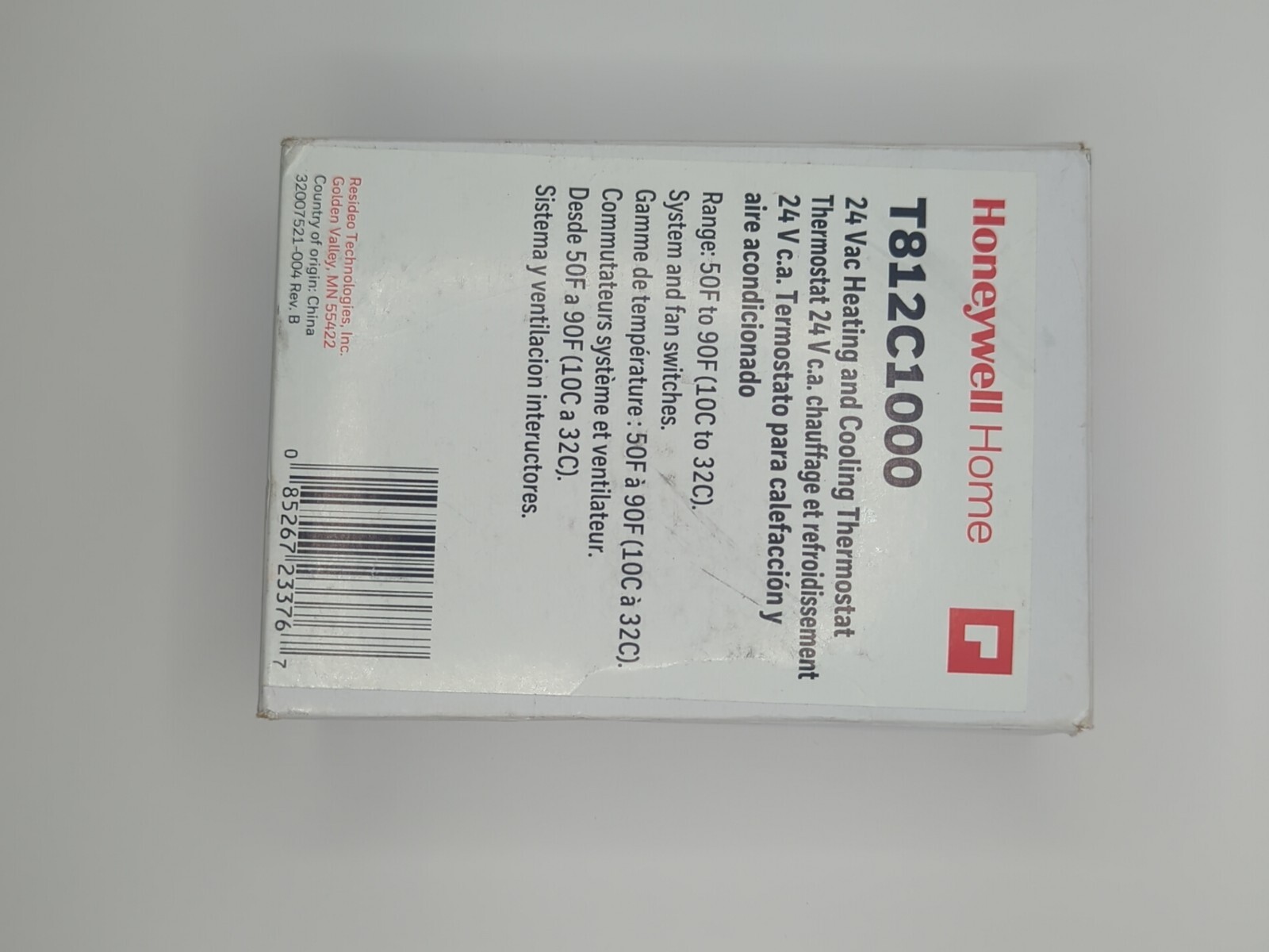 HONEYWELL HOME T812C1000 24 VAC HEATING/COOLING THERMOSTAT