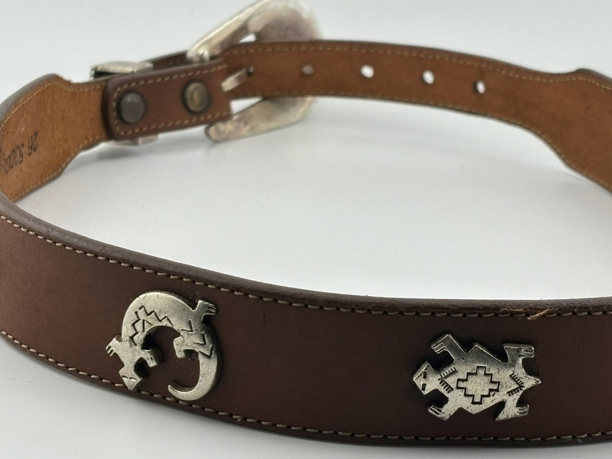 Silver Creek Collection Studded Genuine Leather Brown Belt animals western 25 Silver Creek Collection Brown Leather Southwest Animal Belt  main image 3