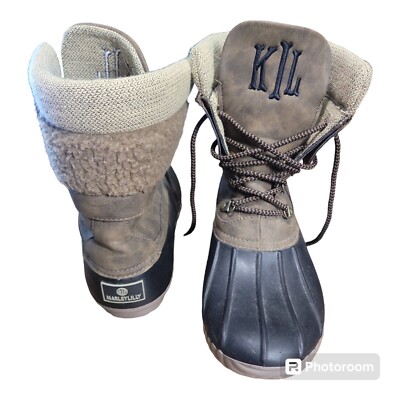 Women s Duck Boots Initials KIL gray Size 10 Fur Lined Marleylilly
