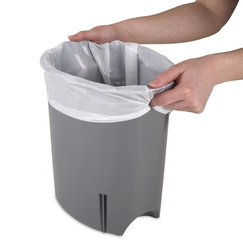 2.6 Gal Slim Oval Step On Trash Can Wastebasket Bathroom Kitchen Plastic White - 第 7/7 張圖片