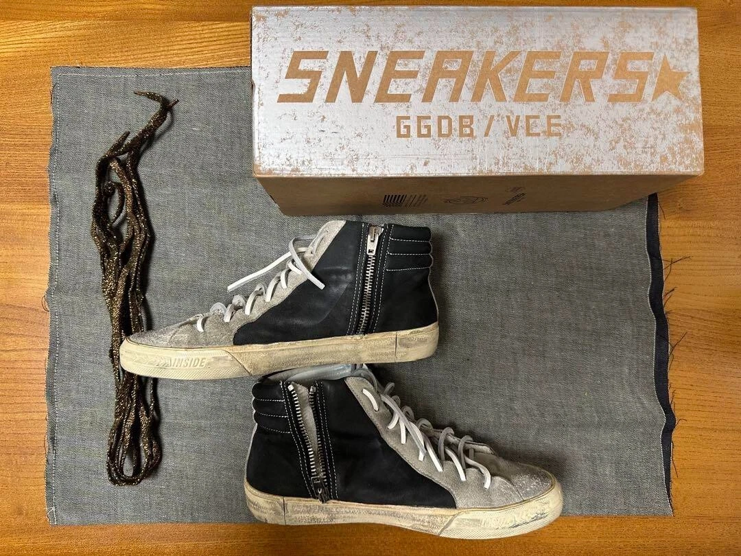 GOLDEN GOOSE Gol Goose SLIDE GGDB Sneakers alte da donna nere scamosciate EU37 US7