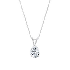 2 Ct Pear Lab Created Grown Diamond Solid Real 18K White Gold Pendant Necklace