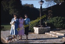 Woman Dresses Glasses 1950s 35mm Slide Red Border Kodachrome Fashion