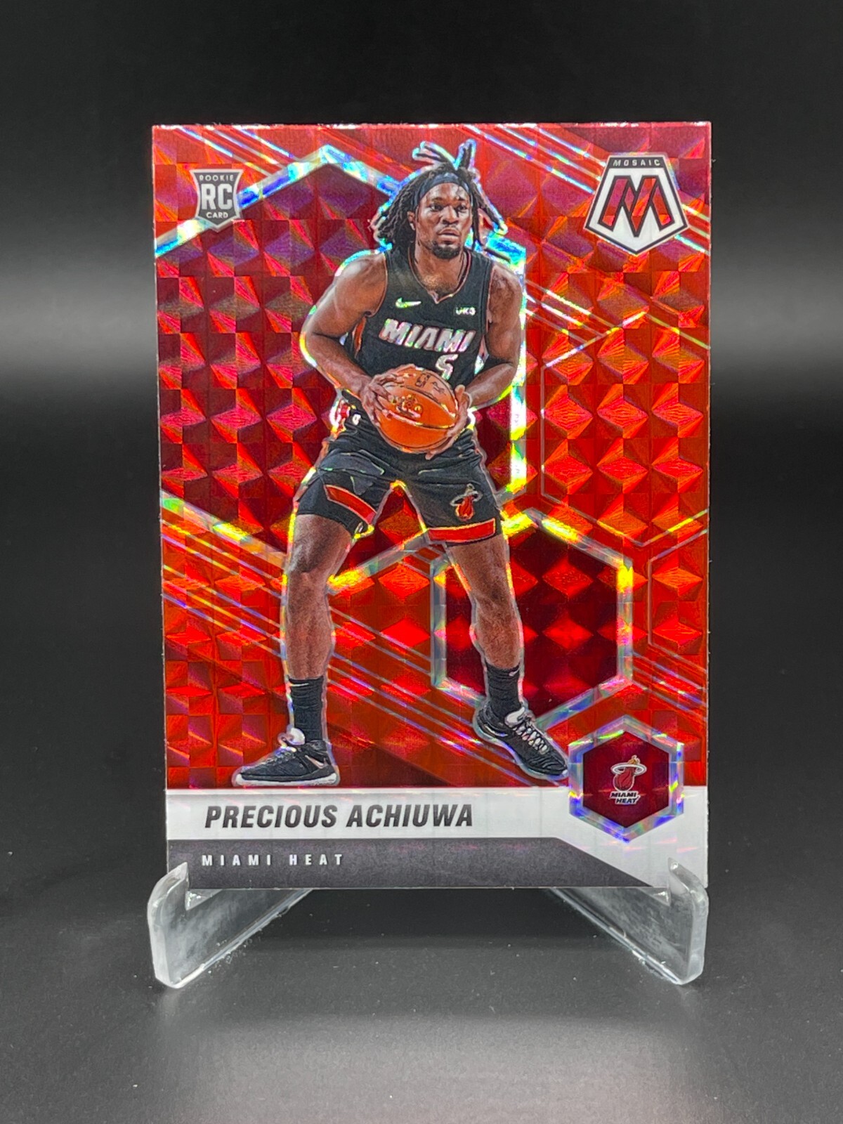 2020-21 Panini Mosaic #215 Precious Achiuwa Red Mosaic Rookie RC Heat