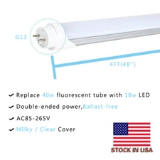 10-100 Pack G13 LED 18w 4ft 48 Inch T8 Fluorescent Tube Lights 6000K,4000K,3000K