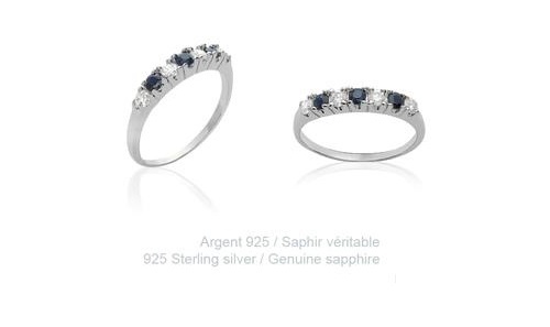 Alliance T68 saphir argent massif 925 cadeau idéal anniversaire de mariage