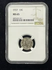 1937 P 10C Mercury Dime NGC MS65