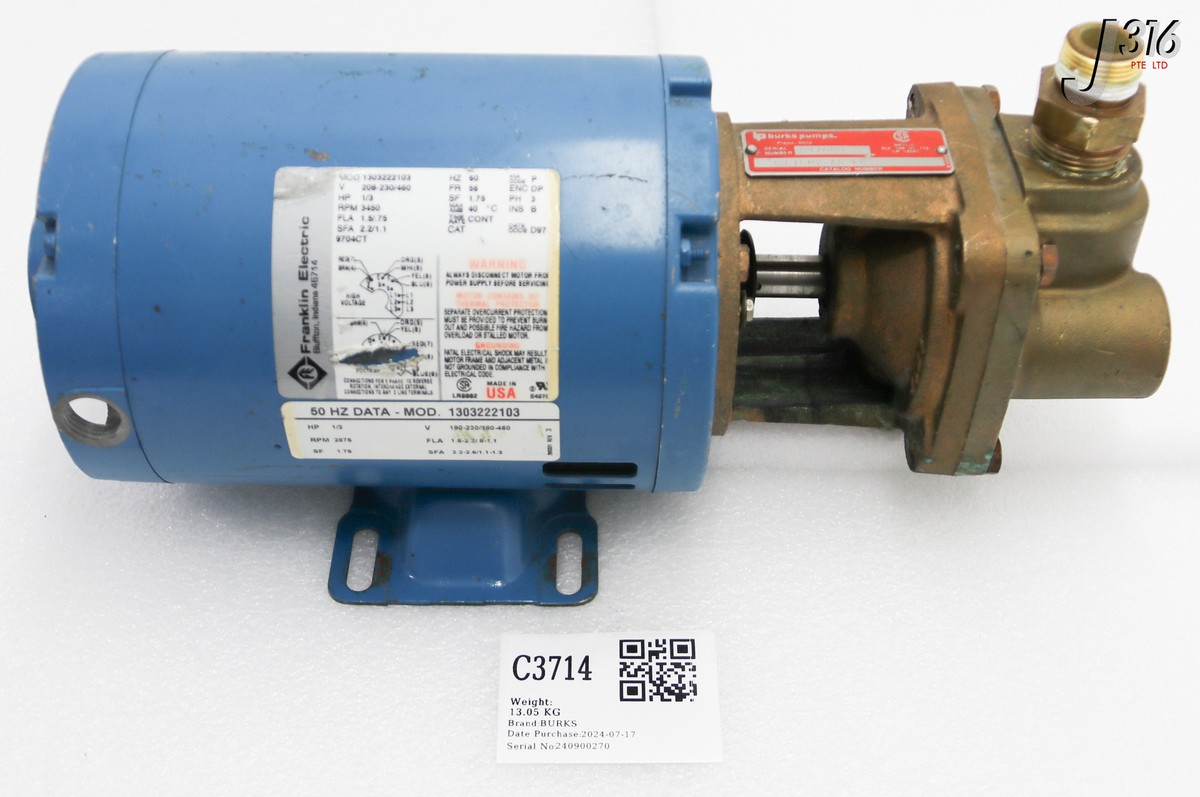 C3714 BURKS CENTRIFUGAL PUMP, 1303222103 33CT6MV-AB-FE | eBay