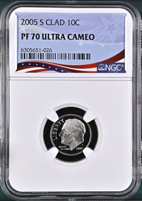 2005-S Proof Roosevelt Dime, Graded PF70UC NGC * OSR Patriotic Exclusive Label