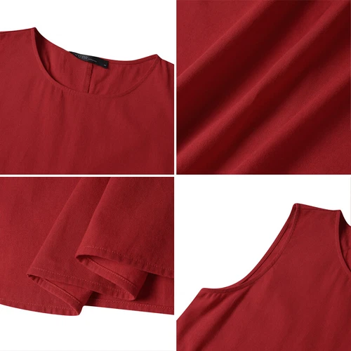 Langes ärmelloses Baumwoll-Leinen-Damenkleid Sommer Strand Freizeit Kaftan Kleid - Bild 11 von 17