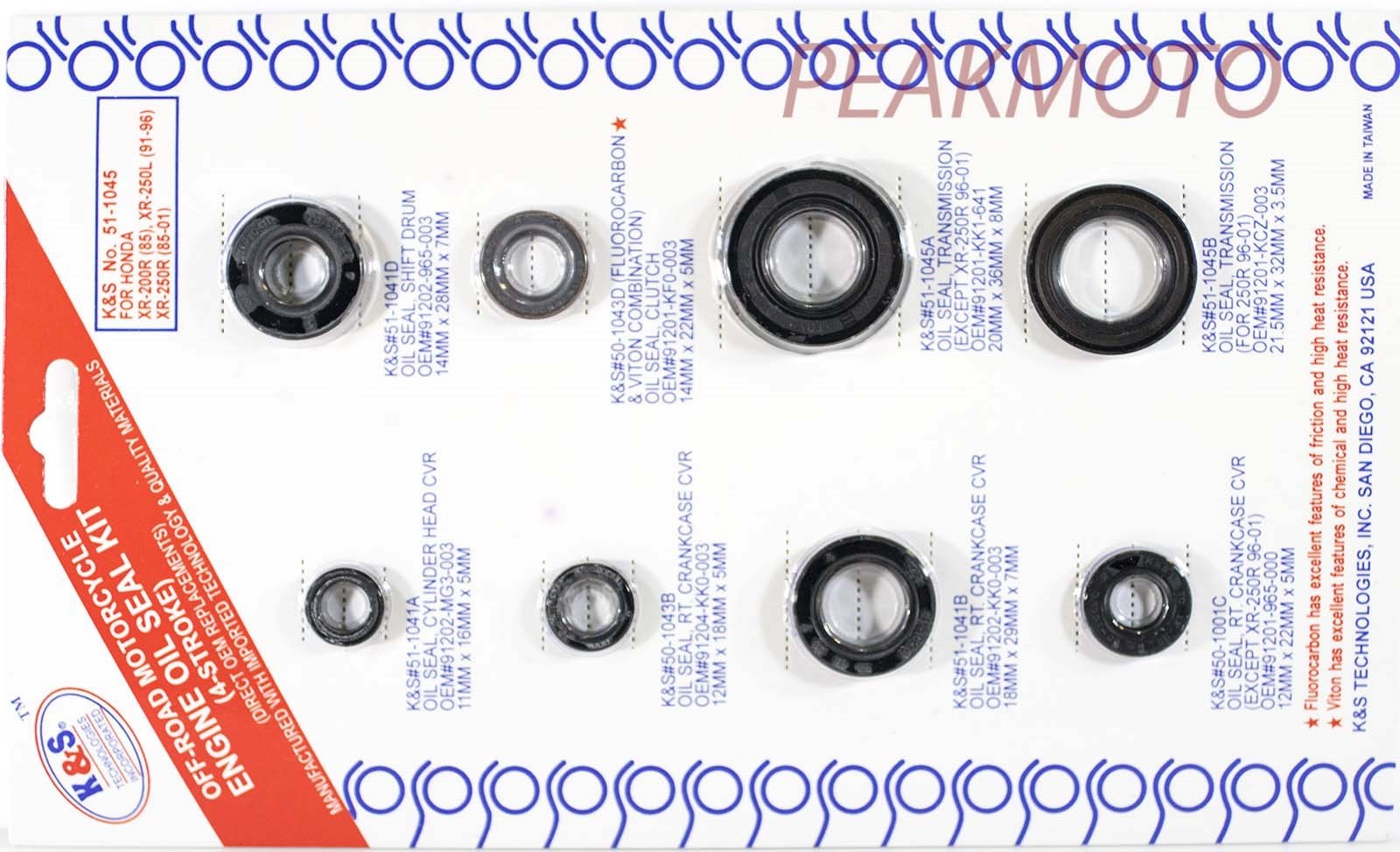 HONDA XR200R 1985, XR250L 1991-1996 Complete Engine Oil Kit K&S 51-1045
