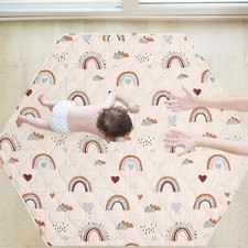 Hexagon Baby Playmat Se Adapta A Regalo Portable Play Yard 52x48 Pulgadas NUEVO.