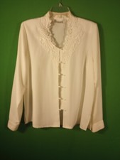 Lace Trimmed Ivory Color Blouse