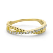 Beautiful 14k Real Solid Gold Small Diamond Stacking Crossover Ring
