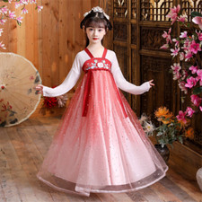 Ancient Chinese Traditional Costume Hanfu Children Embroidery Girl Dress Gift