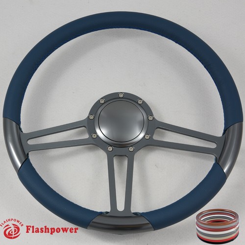 15.5" Billet Steering Wheel Black Full Wrap Chevy Blazer C10 W/Horn - Foto 4 di 12