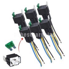 6Pcs Car Relay Switch Harness Set-12V 4PIN SPST 30AMP Fuse Holder 14AWG Hot Wire
