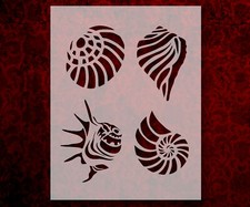 Various Sea Shells Option 2 Stencil Reusable 8.5 x 11 Inches for Painting