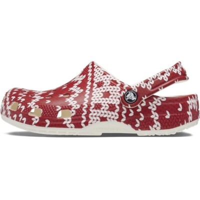 Crocs Classic Holiday Sweater Clogs Size W 8/M 6 Slip on 
