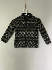 Old Navy Gray White Aztec Print Fleece Sherpa Jacket Zipper Pockets Kids Size 5T