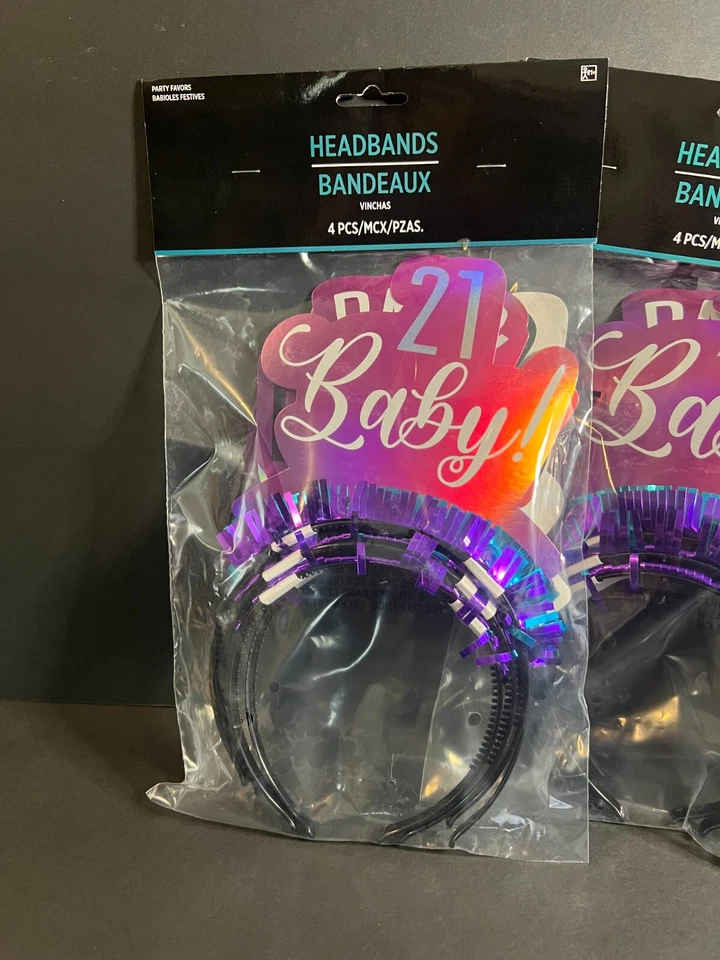 Lote de 3 diadema brillante Amscan 4 piezas accesorio de fiesta favor 21 cumpleaños diadema Foto 2 de 4