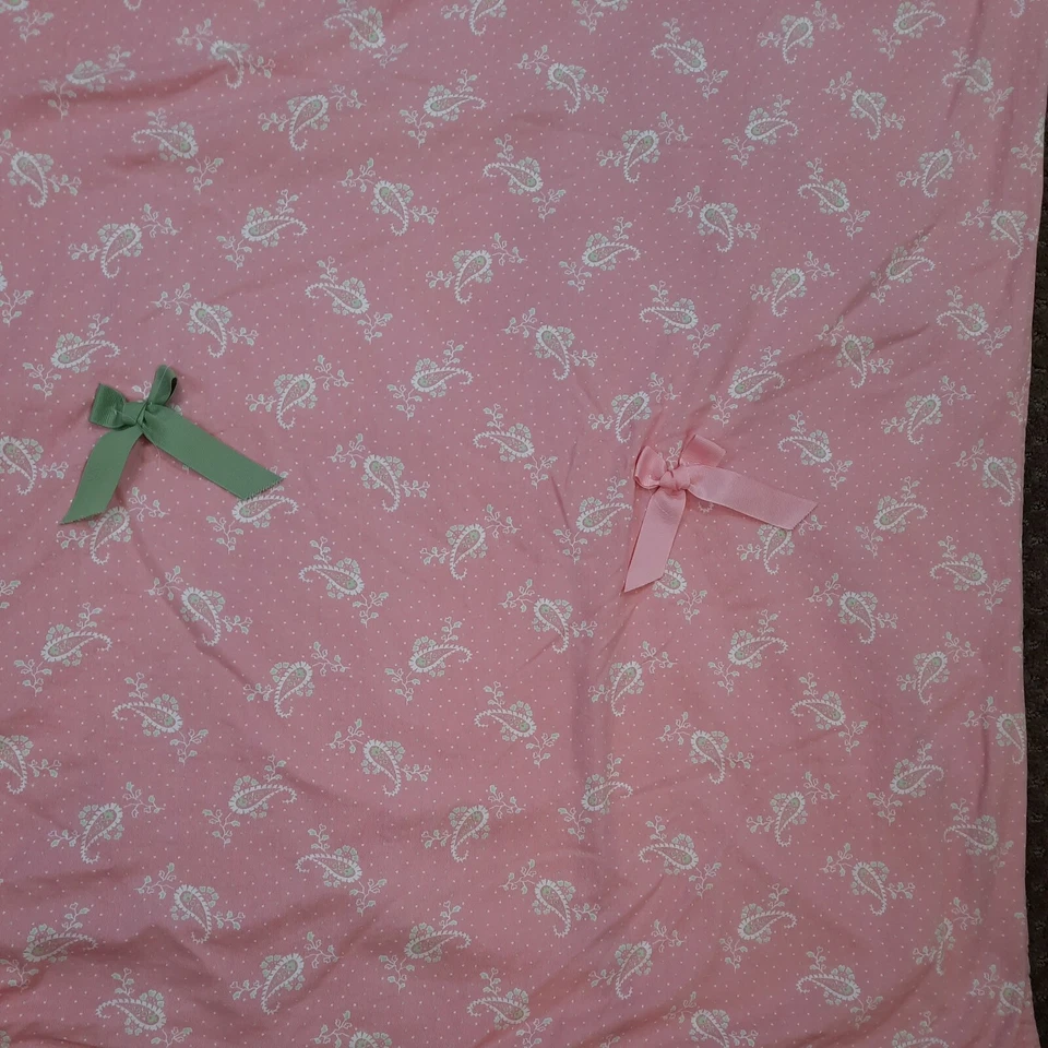 Colcha de cachemira rosa y verde pequeña doble XL cintas estrechas lazos Preppy 103x50 Foto 2 de 4