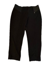 ANNE KLEIN BLACK ELASTIC WAIST PULL ON TEXTURED PANTS, SIZE PM