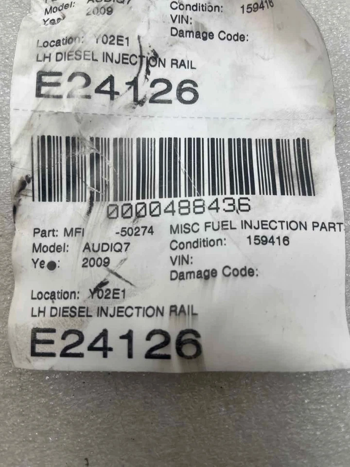 Audi Q7 2009 inyector de combustible LH diésel riel de inyección OEM Foto 3 de 3