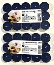 Pack of 60 IKEA Kopparlonn Candle Scented tealight, almond & cherry/blue, 3.5 hr