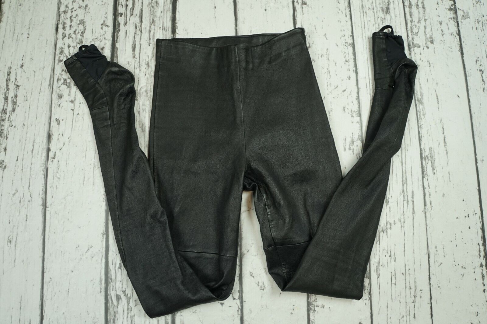 MAISON MARTIN MARGIELA H&M BLACK LEATHER LEGGINGS TROUSERS PANTS EUR 36 US 6