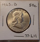 1963-D Denver Mint Franklin Silver Half Dollar 50c (#77-L11)