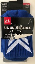 Under Armour UA Undeniable Mid Crew Socks Blue And Navy Blue Size Youth L 1-4 