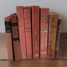 Lot 8 Vintage Red Books Rustic Worn Decor Staging Prop Romance Adventure More