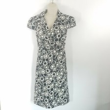 Suzi Chin for Maggy Boutique Size 8 Sheath Dress Black White Cap Sleeve