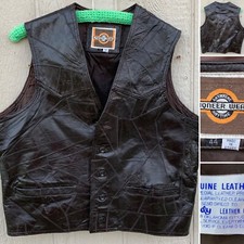 vintage Pioneer Wear patchwork leather Vest brown size 44 western cowboy core