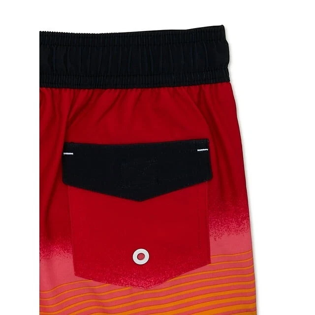 Wonder Nation Panel Swim Shorts Boys L 10-12 Red Quick Dry Pull-on Polyester - Image 3 of 4