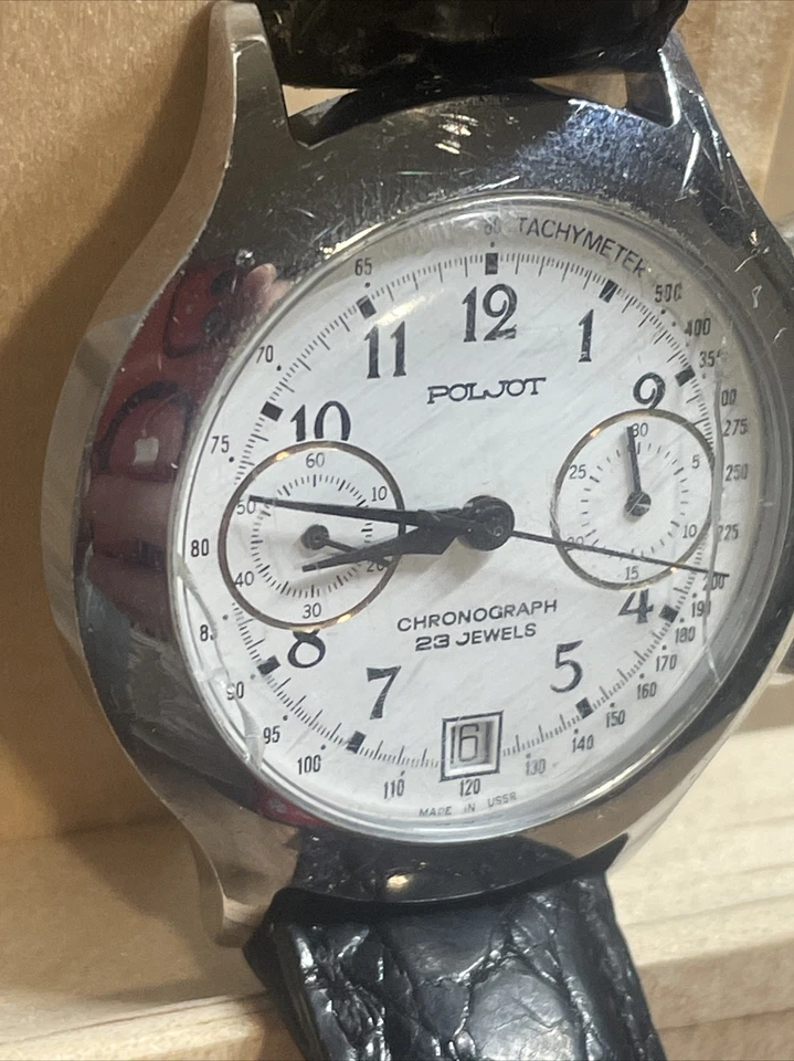 Reloj Hombre Poljot Cronógrafo Unión Soviética 23J Mecánico Cuerda Manual URSS Foto 2 de 4