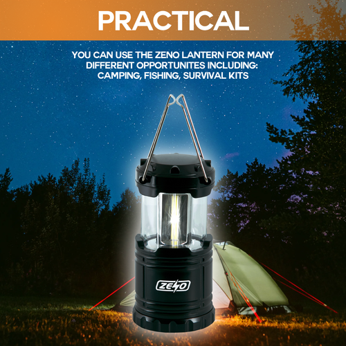 2 x ZENO LED COLLAPSIBLE CAMPING TENT LIGHT PORTABLE FISHING LANTERN