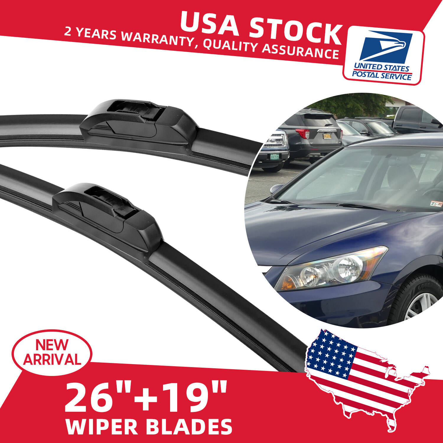 2015-16 Chrysler 200 & 2005-08 Acura ILX 26+19 Inch Wiper Blades