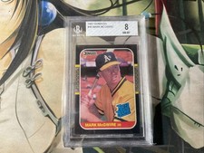 1987 Donruss Mark McGwire Rookie Card Beckett Graded 8 Near Mint Condition. rookie card picture